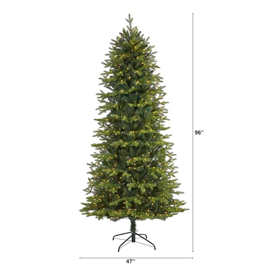 8ft. Pre-Lit Belgium Fir Artificial Christmas Tree, Clear LED Lights